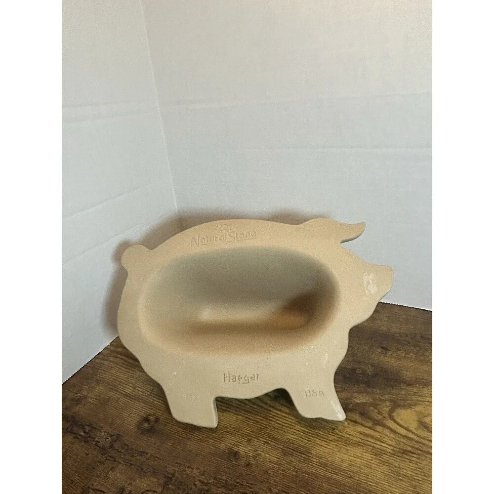 Haeger NaturalStone Pig Bacon Cooker Stoneware Microwave USA Original Box Manual